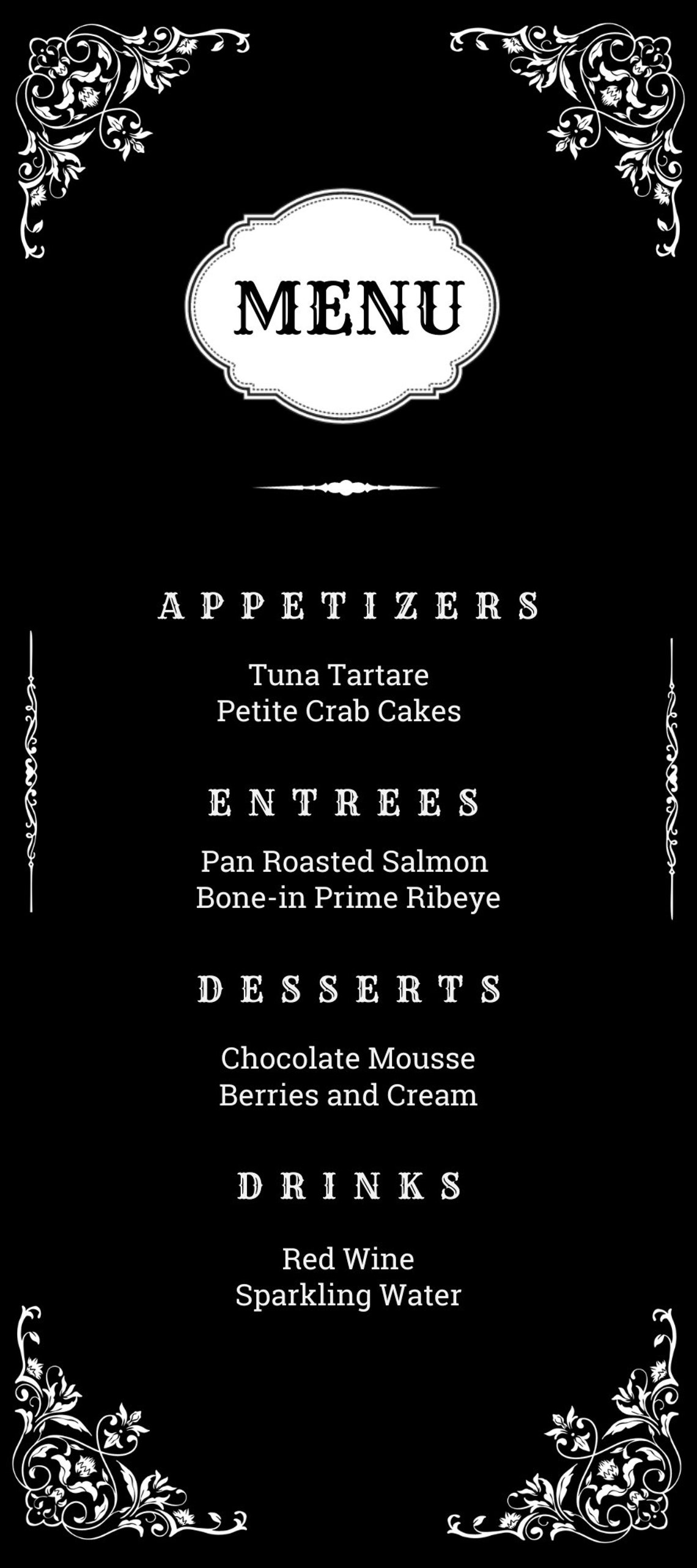 Editable Black and White Menu Card Template Vintage Whiskey - Etsy