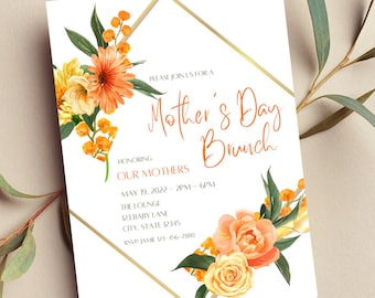 Editable Mother's Day Invitation, Mother's Day Brunch Invitation, Floral, Printable Instant Download