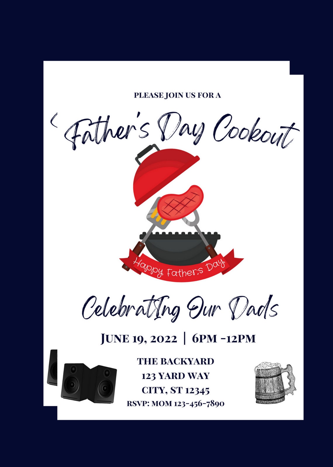 Editable Father's Day Cookout Invitation Father's Day | Etsy