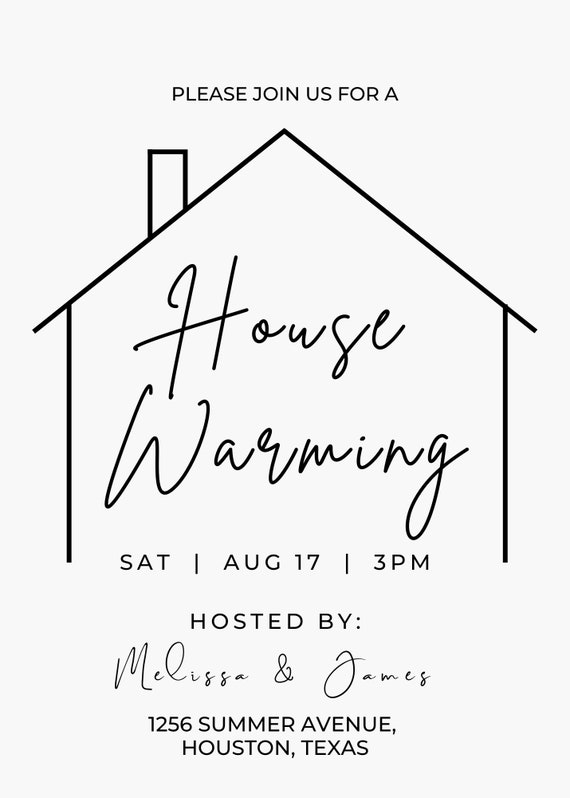 Editable House Warming Invitation, House Warming Party, Modern, Minimalist,  Printable or Text Invite 