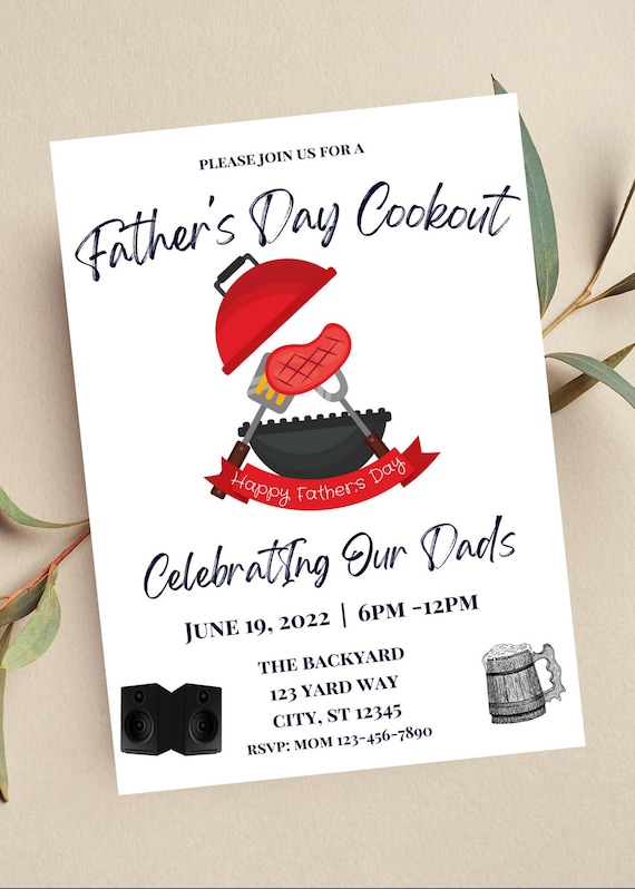 Editable Father's Day Cookout Invitation Father's Day | Etsy