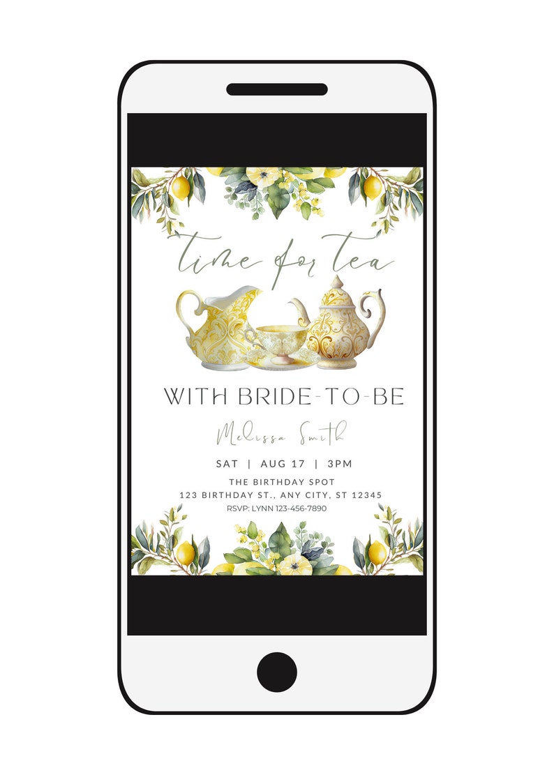 Editable Bridal Tea Party Invitation Time for Tea With Bride Etsy