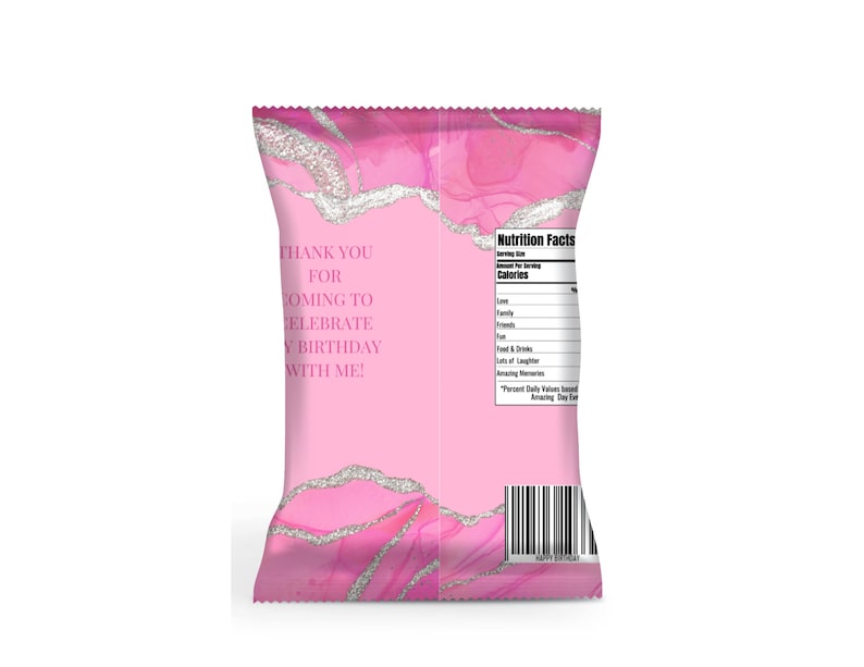 Editable Birthday Chip Bag Shades of Pink Chip Bag Shades of Etsy