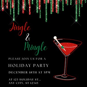 Editable Jingle and Mingle Invitation, Christmas Party Invitation ...