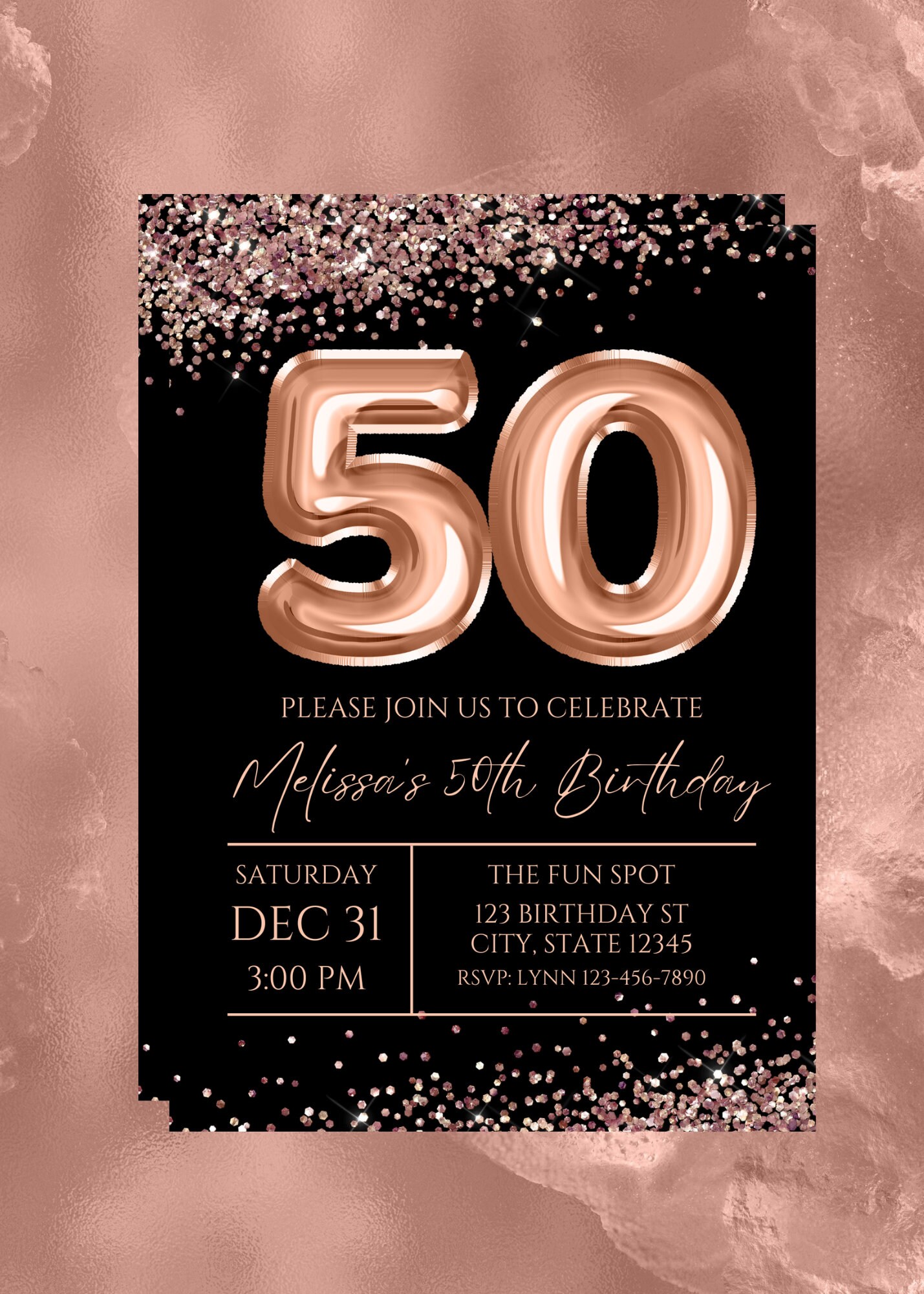 Piatti Di Carta Neviti Per Festa 50 Anni, Glitz & Glamour, Rosa E Oro Rosa, Confezione Da 8, Decorazioni Compleanno