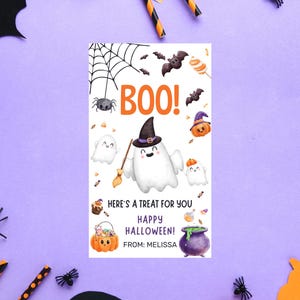 Printable Boo Gift Tags, Halloween Treat Tags for Trick or Treat Bag, Halloween Party Tag, Birthday Tag Ghost Editable Instant Download