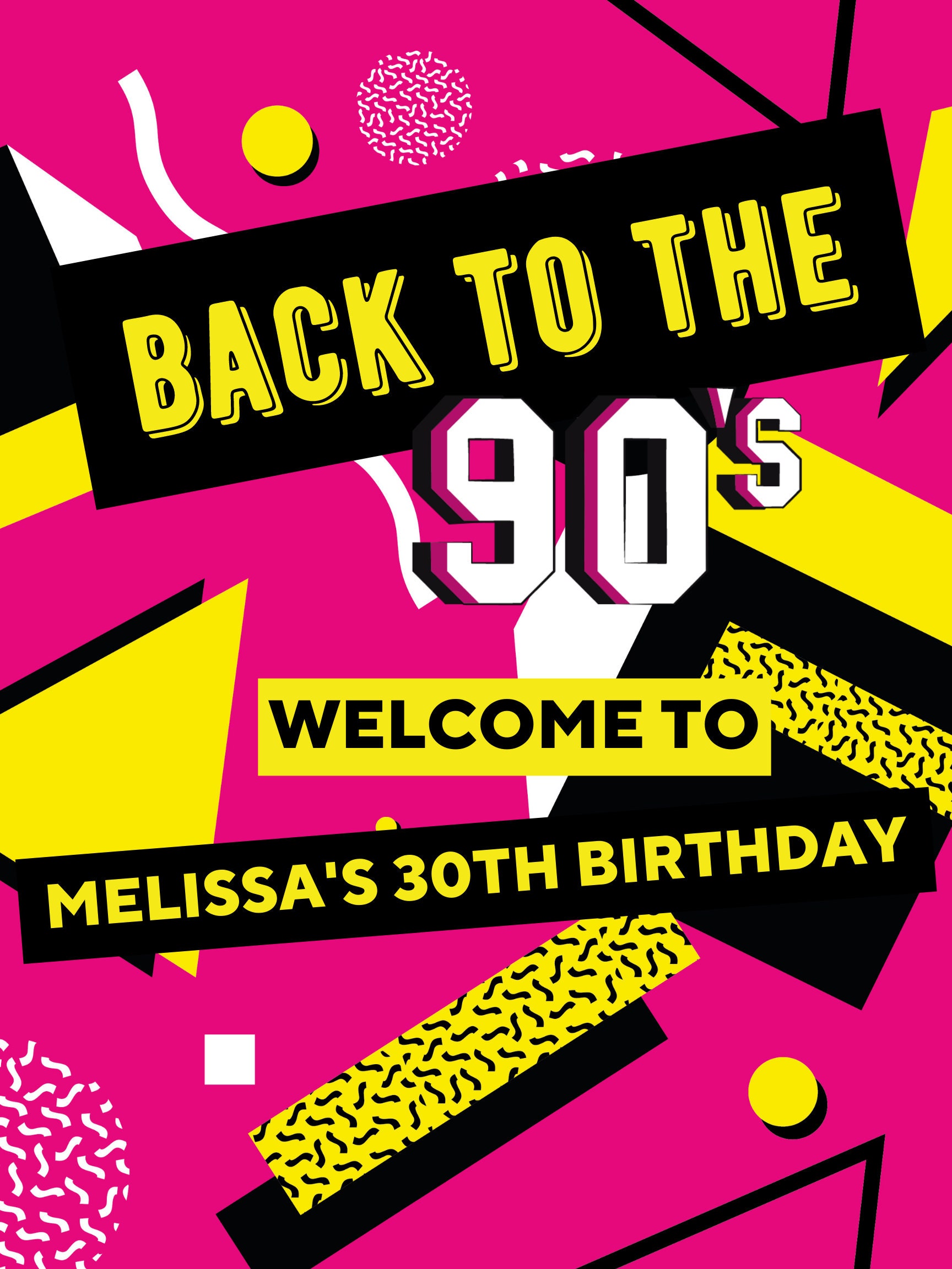 Editable 90s Party Welcome Sign, Back to the 90s, Throwback Party ...