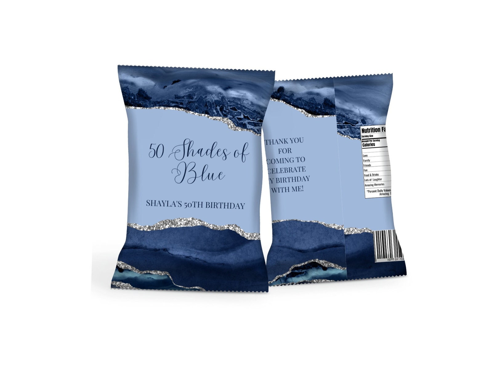 Editable Birthday Chip Bag Shades of Blue Chip Bag Party Etsy