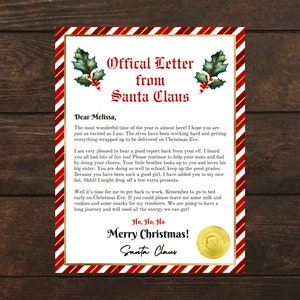 Letter From Santa, Editable Letter From Santa, Printable Santa Letter ...