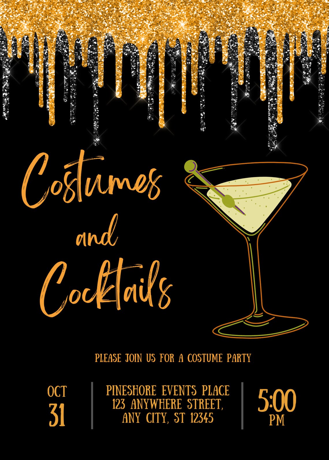 Editable Costumes and Cocktails Invitation Adult Halloween - Etsy