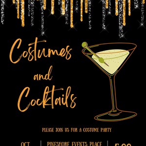 Editable Costumes and Cocktails Invitation Adult Halloween Party ...
