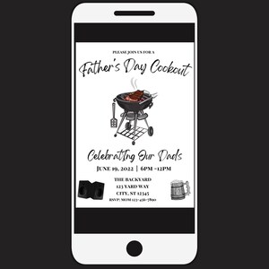 Editable Father's Day Cookout Invitation, Father's Day BBQ Invite ...
