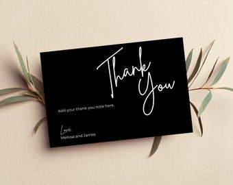 Printable Thank You Card, Editable Thank You Note, Black, Minimalist, Any Occasion Thank You Card, Digital