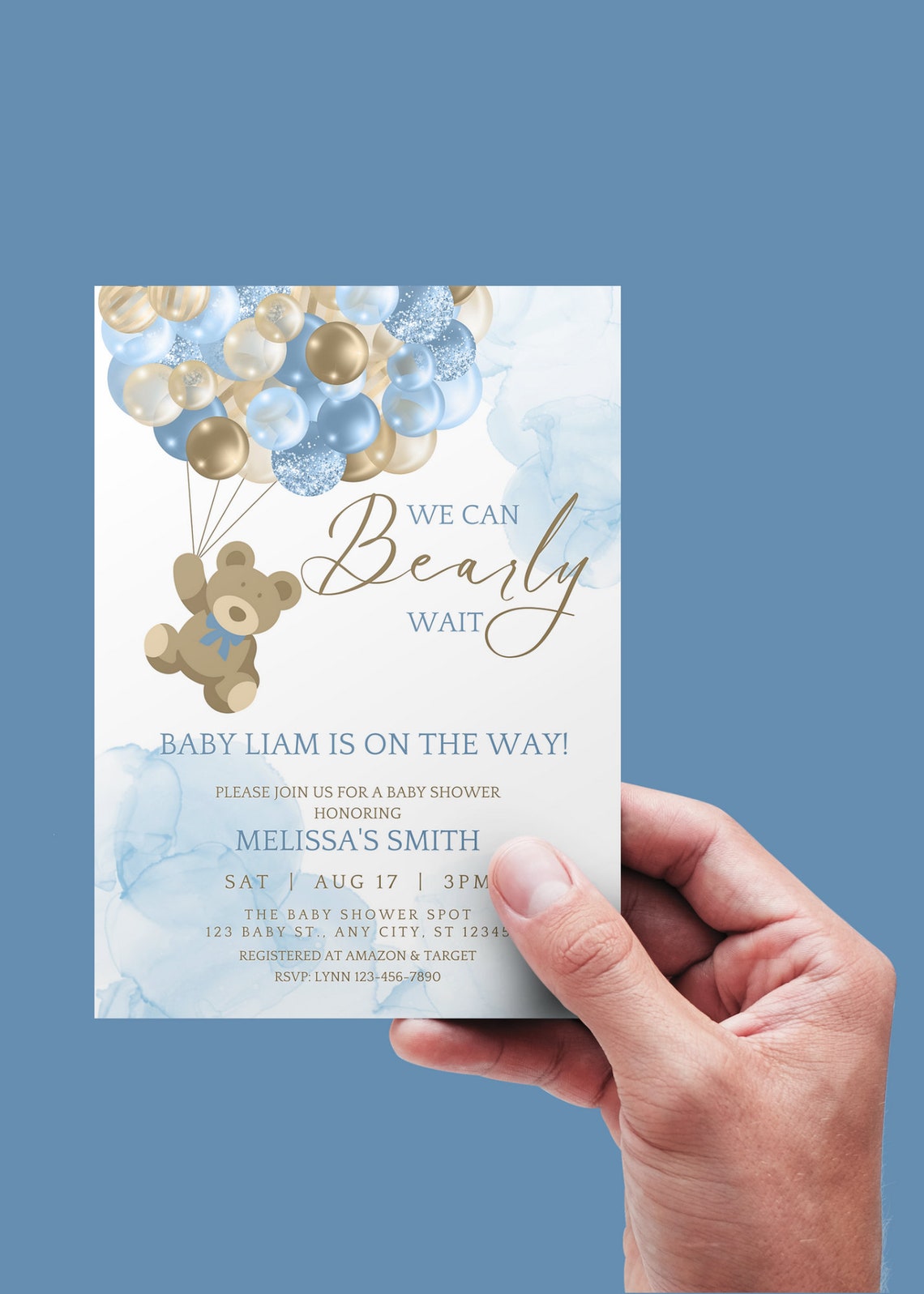 Editable We Can Bearly Wait Baby Shower Invitation Teddy Bear and ...