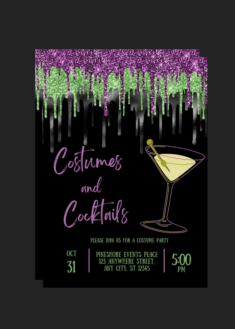 Editable Costumes and Cocktails Invitation Halloween Party - Etsy