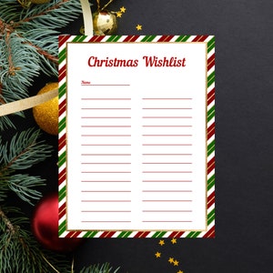 Weihnachtswunschliste Printable, Instant Download