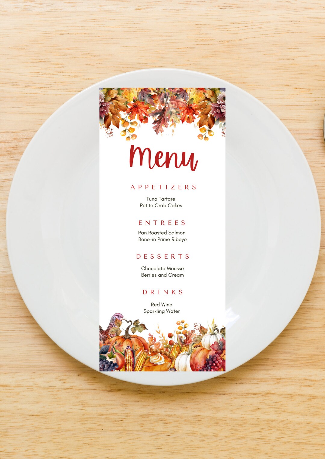 Editable Thanksgiving Menu Card Template, Printable Menu - Etsy