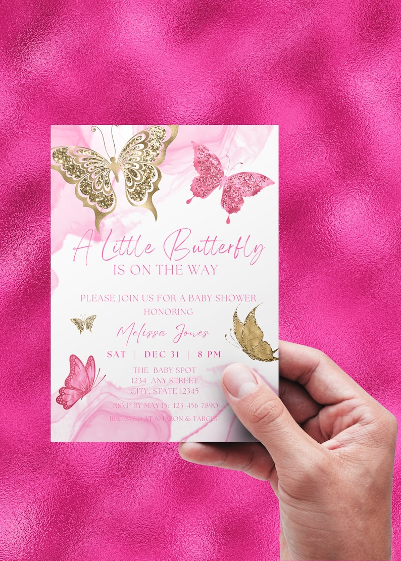 Editable Butterfly Baby Shower Invitation A Little Butterfly Etsy