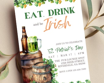 Editable St. Patrick's Day Party Invitation, Irish Theme (Digital Invite)