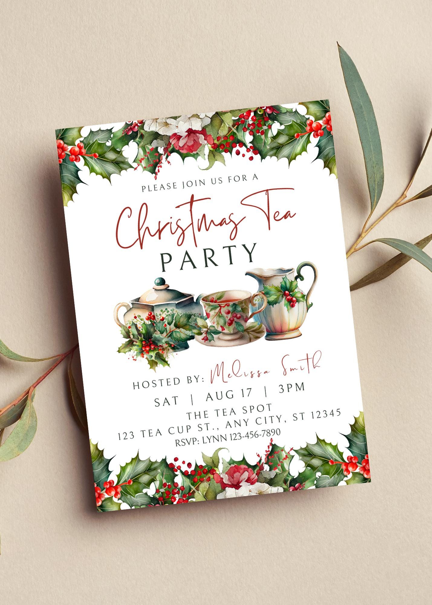 Free Printable Christmas Tea Party Invitation Free Printable Christmas Tea Party Invitation