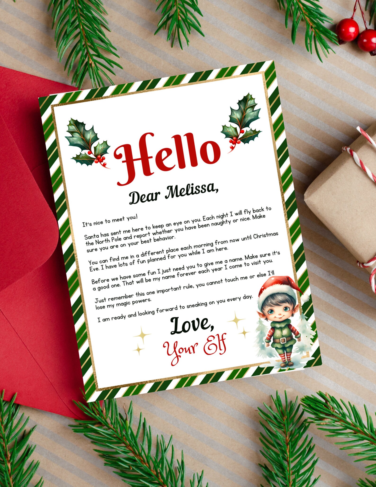 Editable Elf Hello and Goodbye Letters Christmas Activity Digital ...