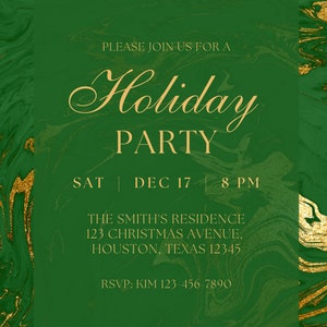 Editable Holiday Party Invitation, Christmas Party Invitation, Green ...