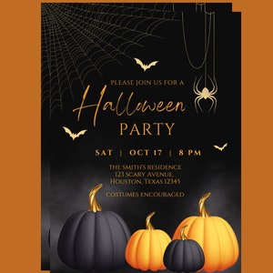 Editable Adult Halloween Party Invitation, Halloween Costume Party Invite, Halloween Birthday, Glam, Printable or Text Invitation image 3