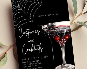 Editable Costumes and Cocktails Invitation Adult Halloween Party Invitation  Costume Party Cocktail Printable or Digital Invitation