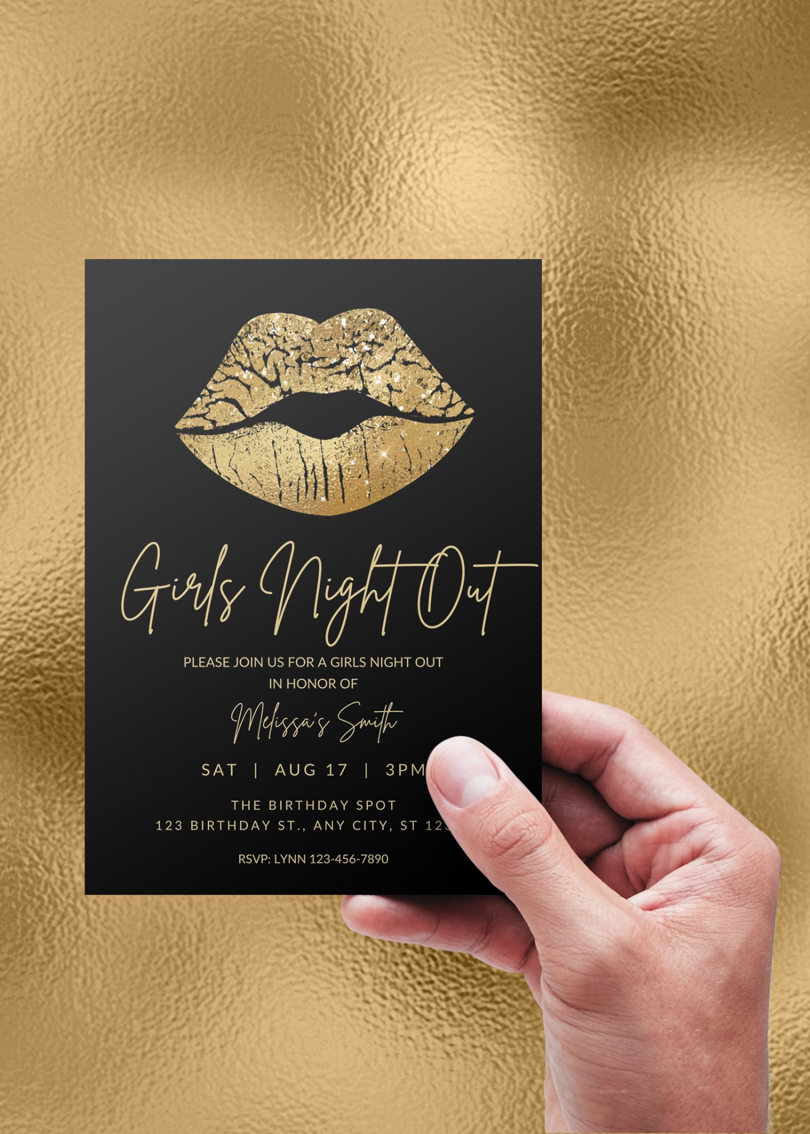 Editable Girls Night Out Invitation, Ladies Night, Girls Night In, Gold ...