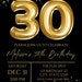 Editable 30th Birthday Invitation, Black and Gold Invitation, Gold 30 ...