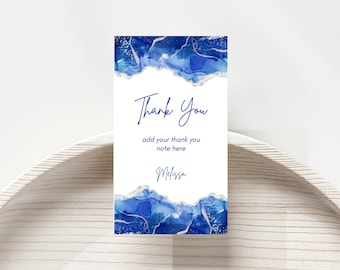 100 Cartellini Personalizzati Per Bomboniere | Thank You For Celebrating | Blu | 4x5,5 Cm | Darling Souvenir
