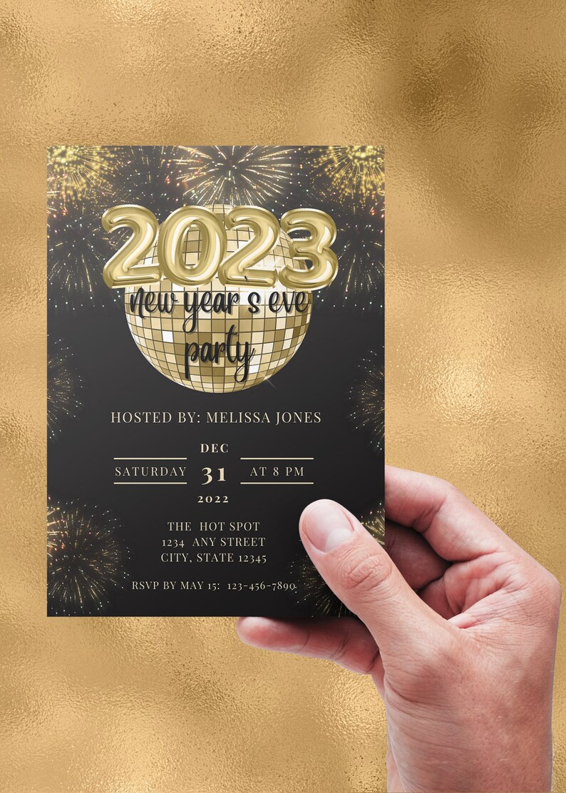 Editable New Years Eve Invitation New Years Party 2023 Black Etsy