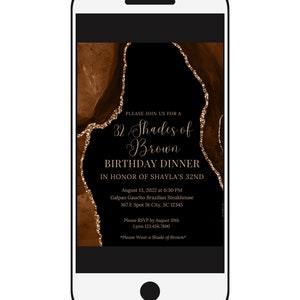 Editable Shades of Brown Birthday Dinner Invitation, Shades of Melanin, Agate Birthday Invitation, Printable or Text Invite image 4