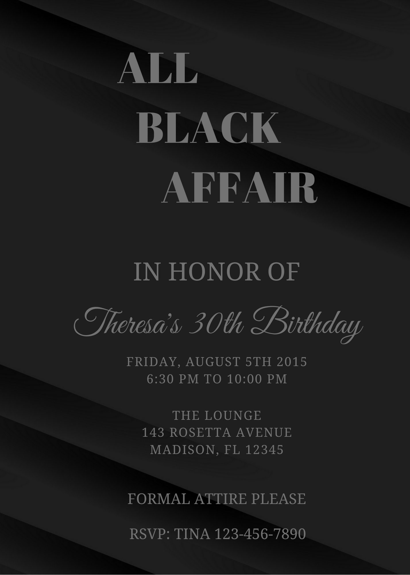 Editable All Black Party Invitation All Black Affair Black 