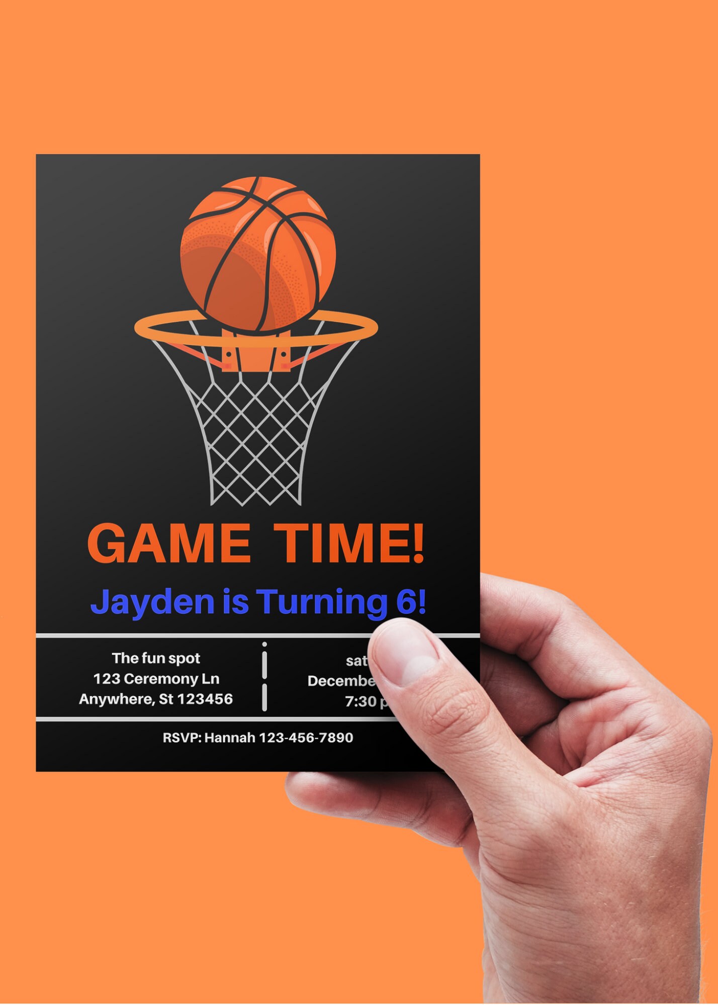 Buy Editable Basketball Birthday Invitation, Game Time Basketball ...