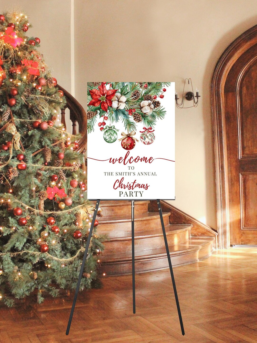 Editable Christmas Party Welcome Sign, Entrance Sign Printable - Etsy