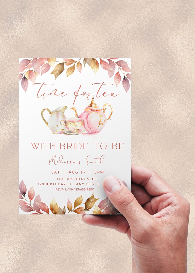 Editable Bridal Tea Party Invitation Time for Tea With Bride Etsy