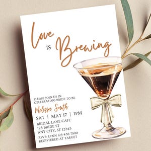 Editable Love is Brewing Invitation, Espresso Martini Bridal Shower, Printable or Digital Invite