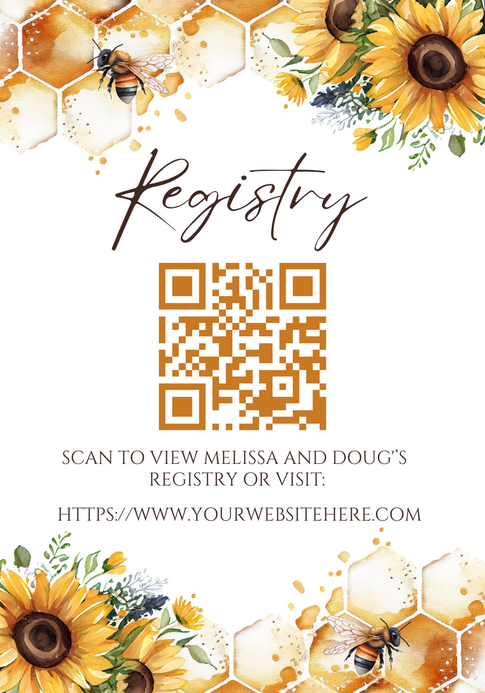 Editable Registry Card With QR Code, Invitation Insert, Enclosure Card ...