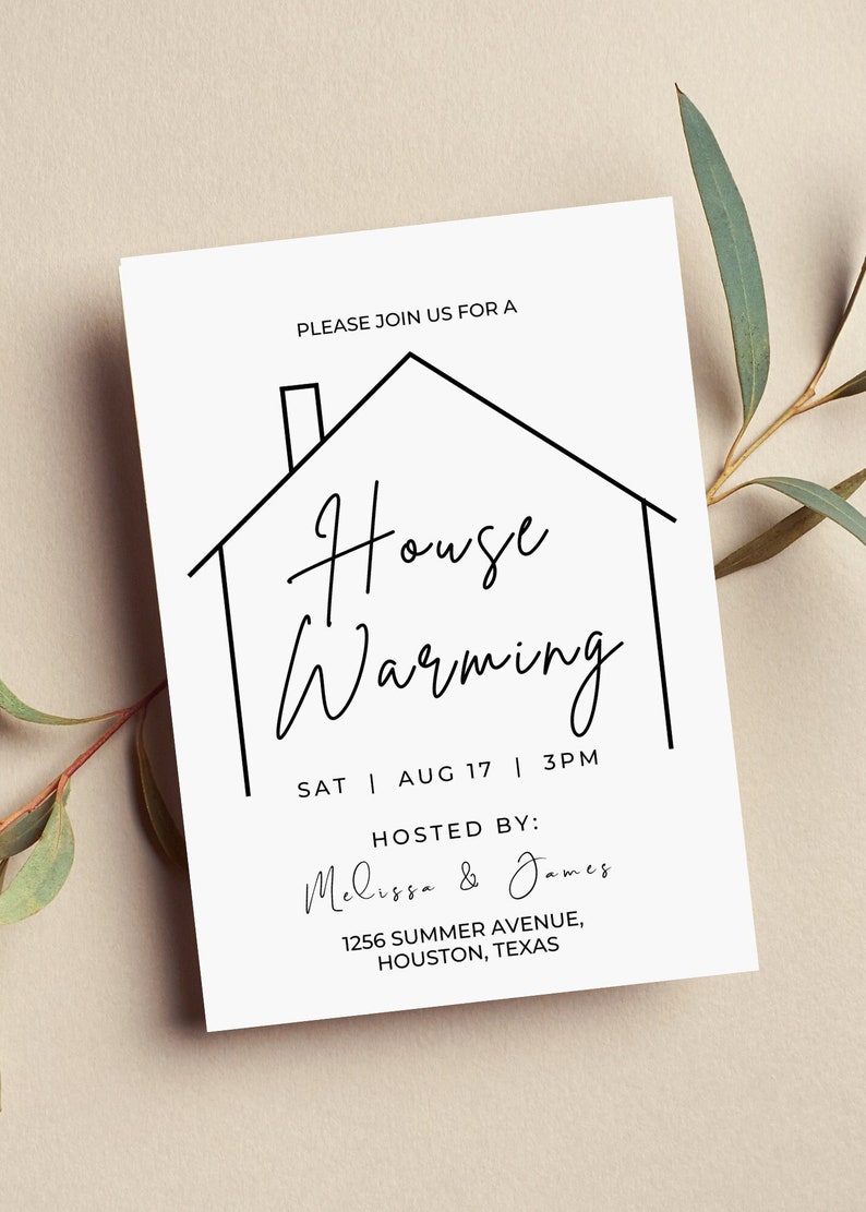 Editable House Warming Invitation, House Warming Party, Modern, Minimalist, Printable or Text Invite image 1