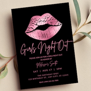 Editable Girls Night Out Invitation Template, Printable Party Invite, Bachelorette, Birthday, Bridesmaid Instant Download
