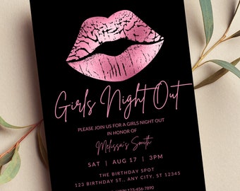 Editable Girls Night Out Invitation Template, Printable Party Invite, Bachelorette, Birthday, Bridesmaid Instant Download