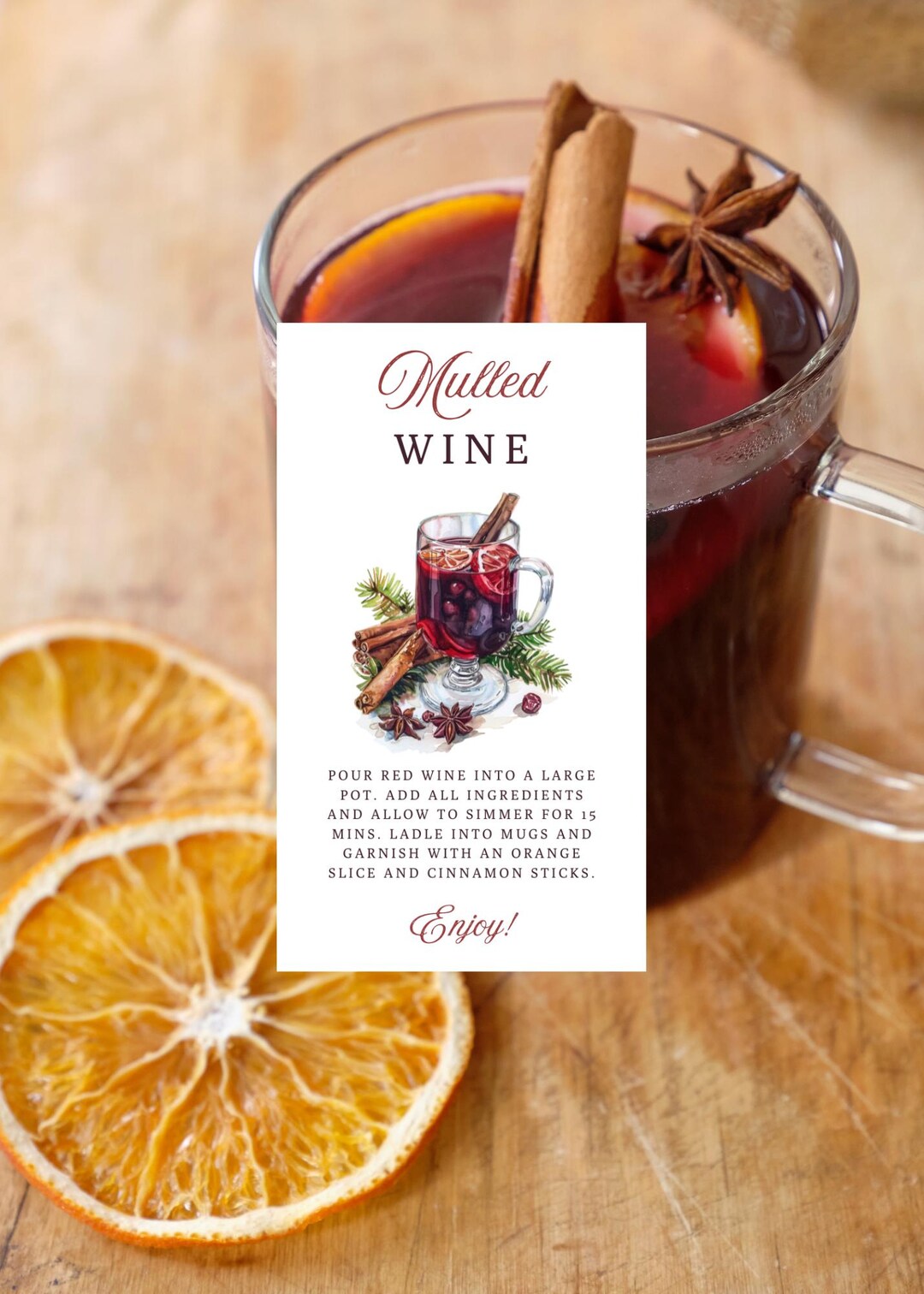 Editable Mulled Wine Tag, Christmas Mulled Wine Gift Tag, Simmer Pot ...