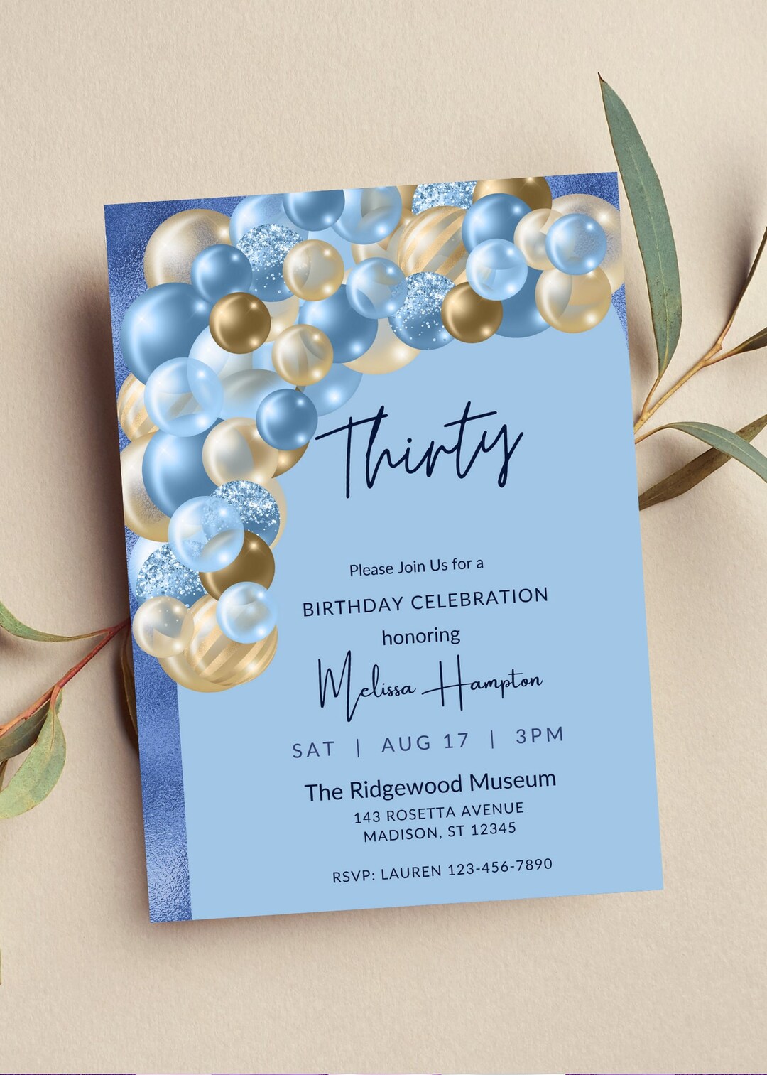 20 Inviti Compleanno Premium - Cartoncino 300gr Con Tema Palloncini Blu - Stampa Professionale - Foto 8