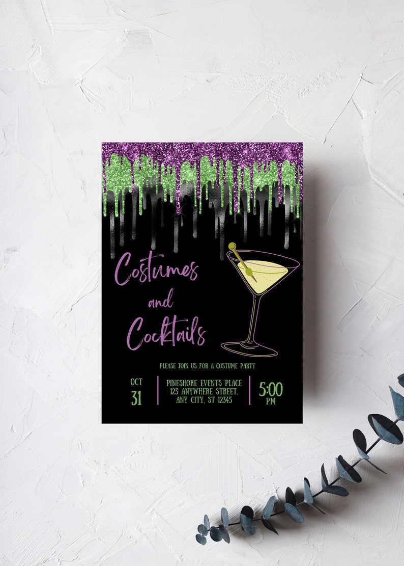 Editable Costumes and Cocktails Invitation Halloween Party - Etsy