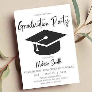 Editable Graduation Party Invitation, Printable or Digital Invitation
