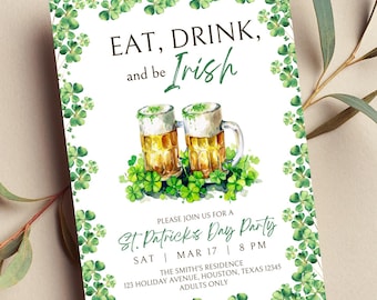 Editable St. Patrick's Day Party Invitation, Irish Theme (Digital Invite)