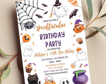 Editable Spooktacular Birthday Party Invitation Template, Boo-thday Printable or Digital Invite