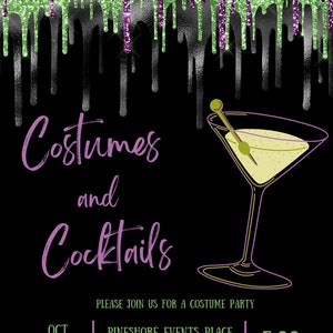 Editable Costumes and Cocktails Invitation Adult Halloween Party ...
