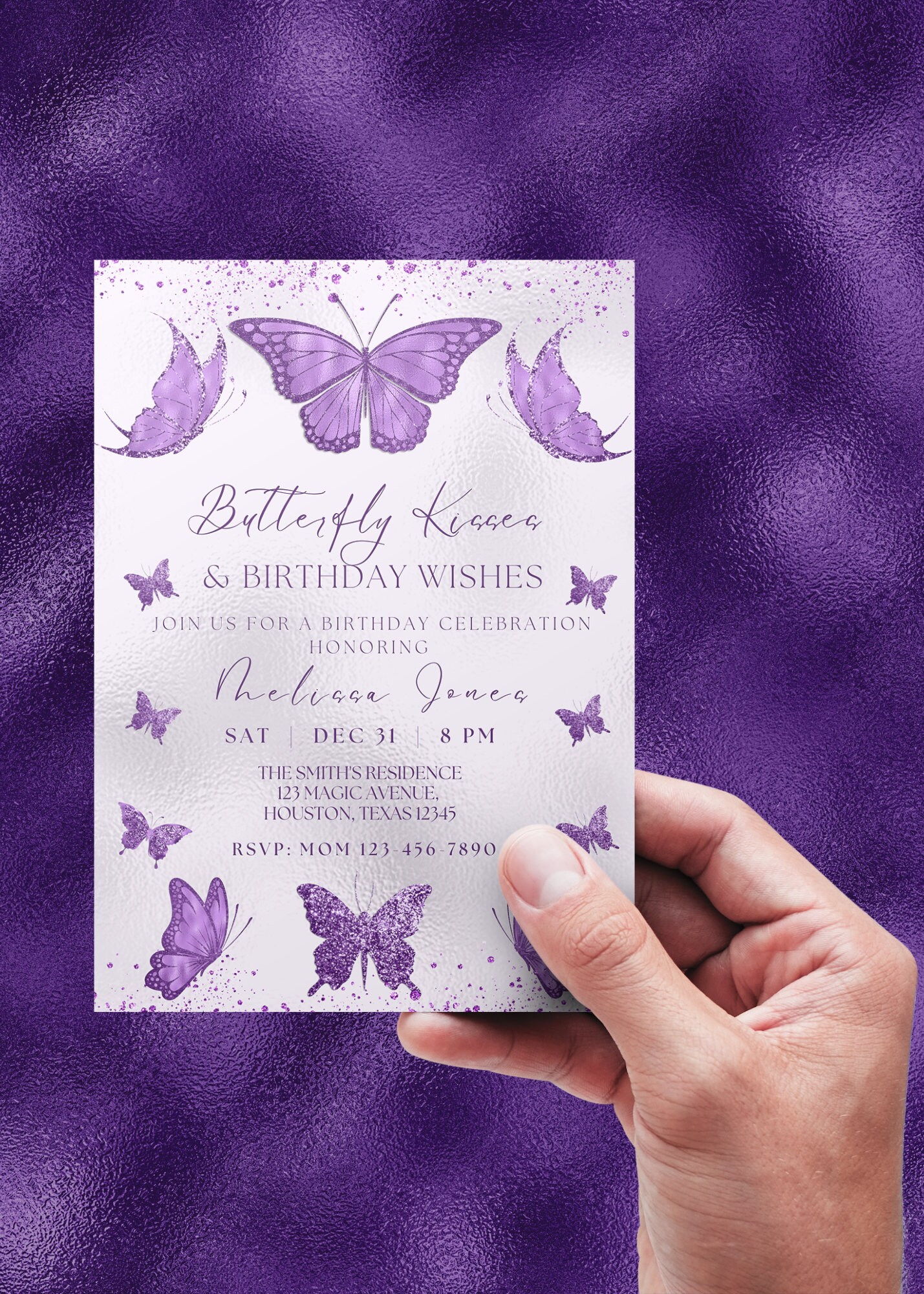 Editable Butterfly Birthday Invitation, Butterfly Kisses and Birthday ...